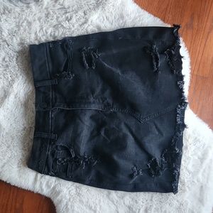 AE Distressed Black Jean Skirt